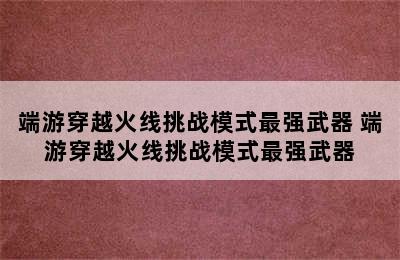 端游穿越火线挑战模式最强武器 端游穿越火线挑战模式最强武器